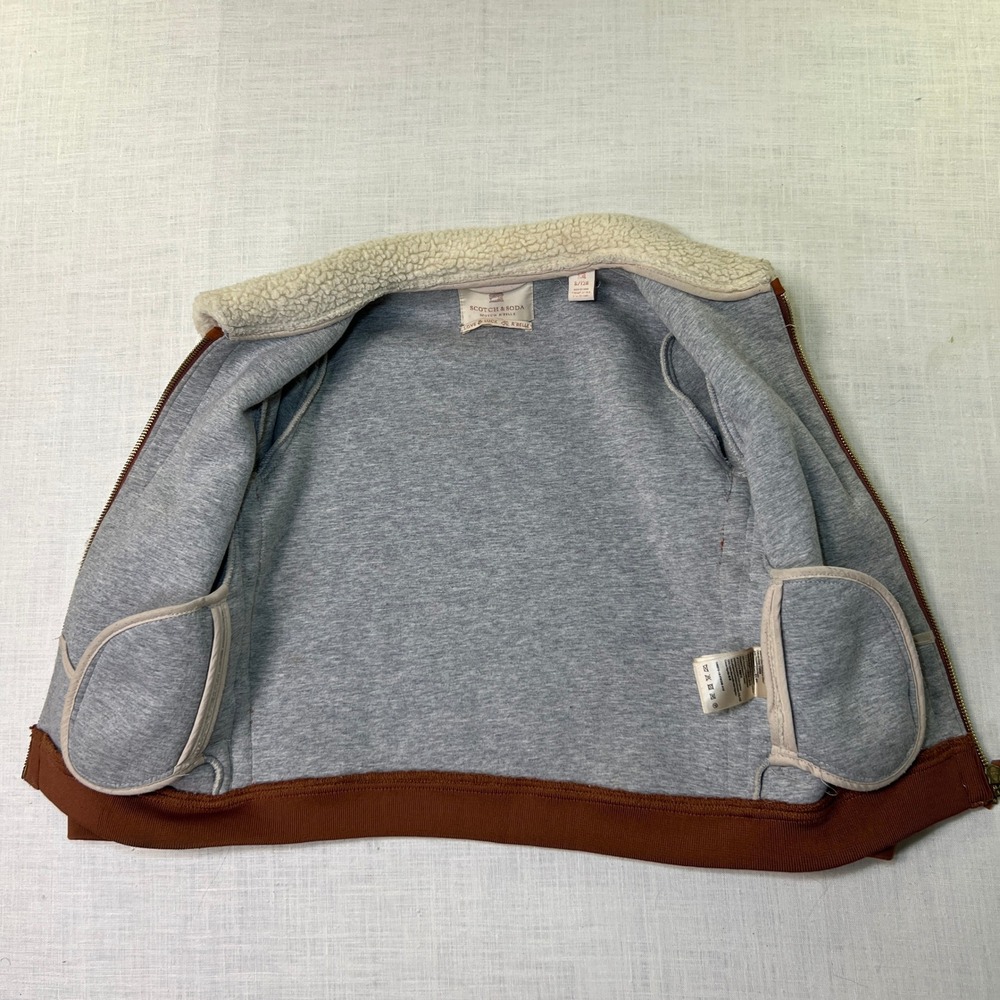 Scotch & Soda Girls Fleece Jacket Sz 8 /128 Cream Teddy Zip Up R'BELLE TAPE TRIM - Picture 10 of 11